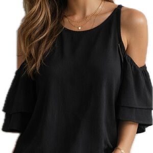 Michael Kors Black Ruffle Sleeve Blouse